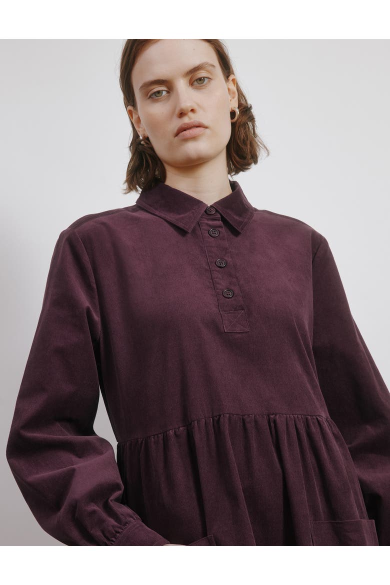 Cord Placket Midi Dress, Alternate, color, Burgundy