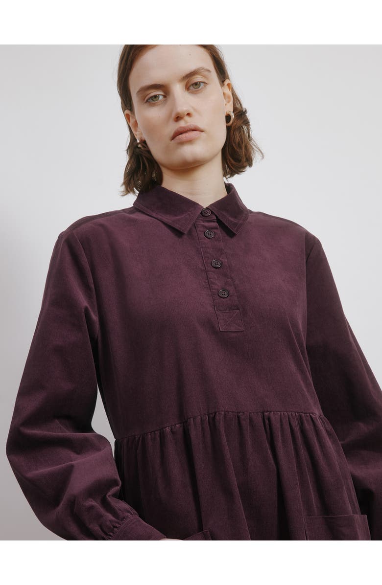 Albaray Cord Placket Midi Dress, Alternate, color, Burgundy