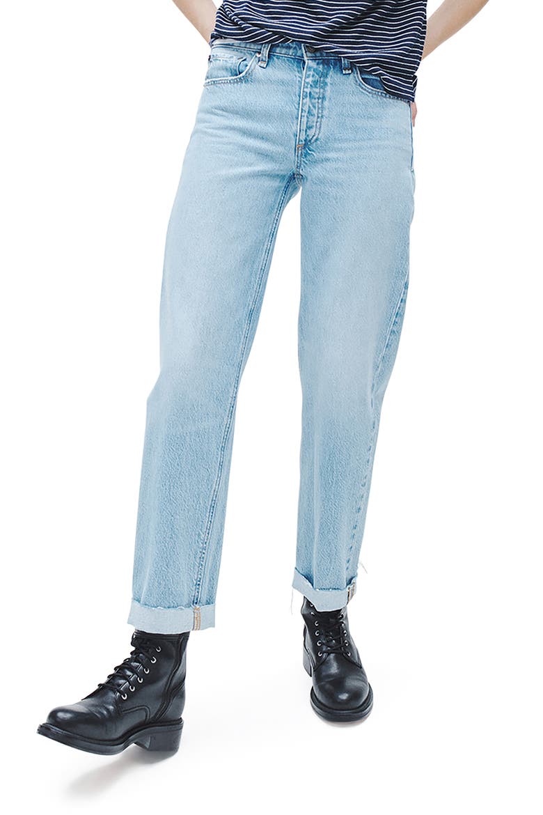 Dre Raw Hem Low Rise Baggy Jeans, Main, color, AMAL