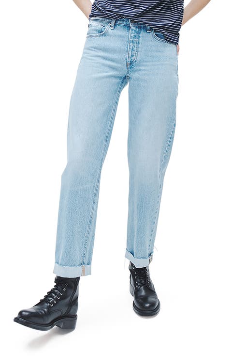 Dre Raw Hem Low Rise Baggy Jeans (Amal)
