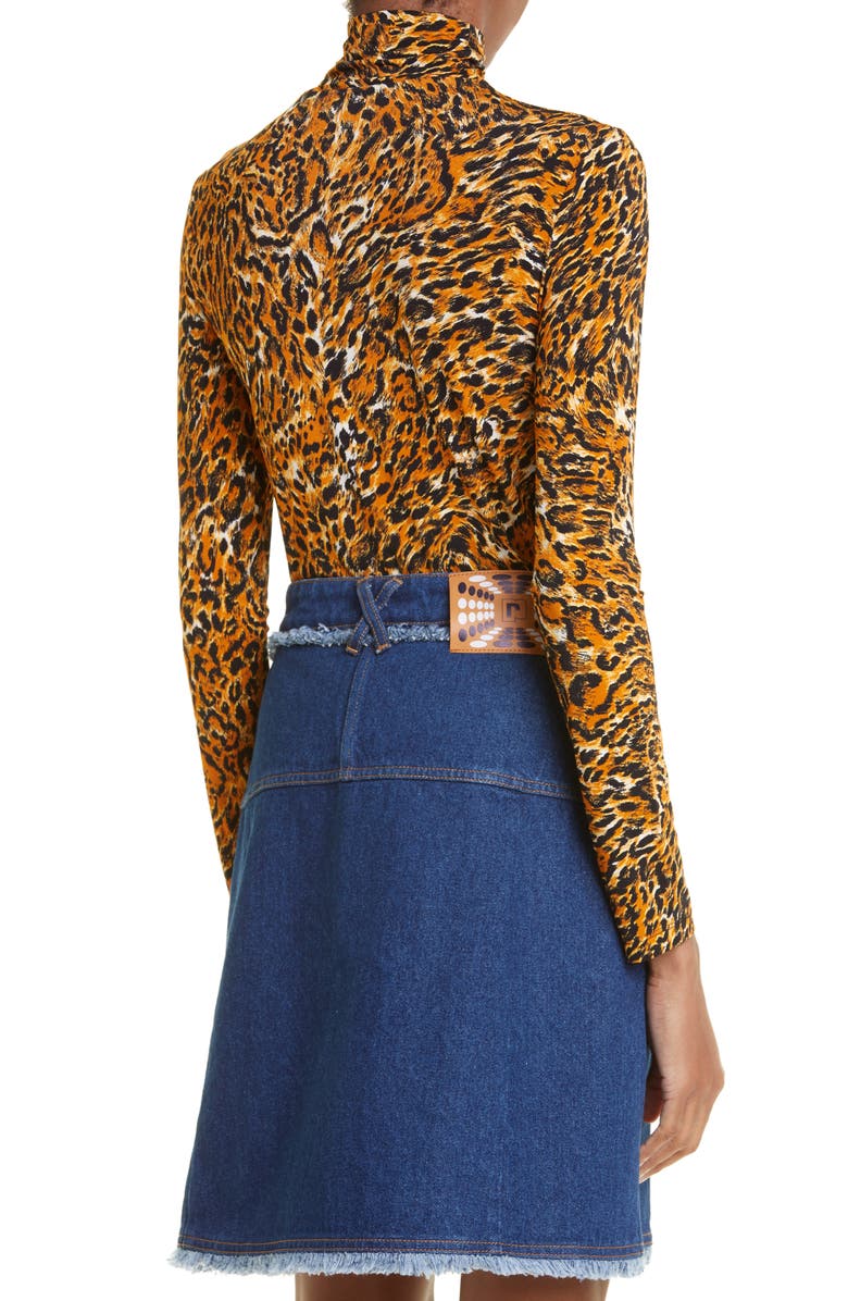Rabanne Leopard Print Mock Neck Top, Alternate, color,