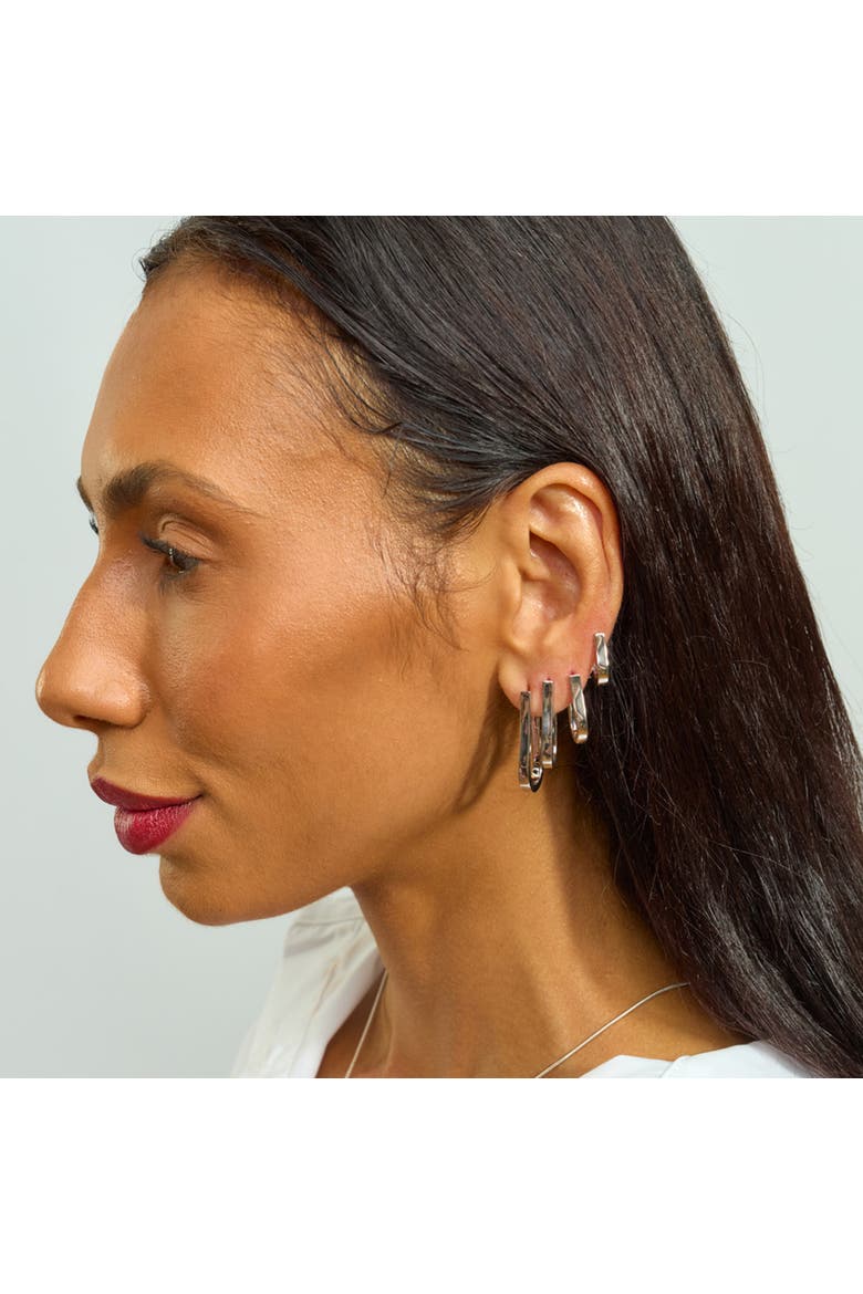 Petal Hoops Large, Alternate, color, Sterling Silver