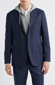 Jack Victor Woodland Stretch Wool Sport Coat with Removable Hooded Bib