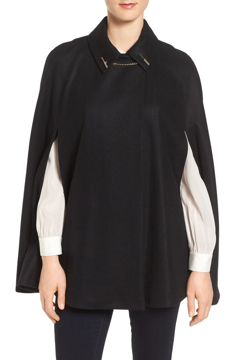 Leisl Chain Collar Cape, Main, color, BLACK