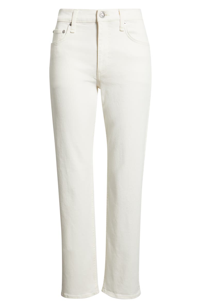 rag & bone Harlow Fray Hem High Waist Ankle Straight Leg Jeans, Main, color, White
