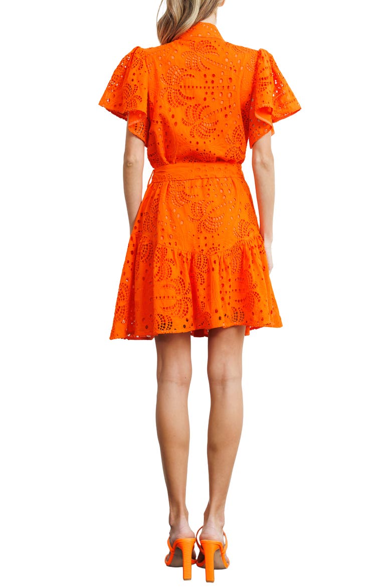 Zenaida Eyelet Tie Waist Dress, Alternate, color, ORANGE