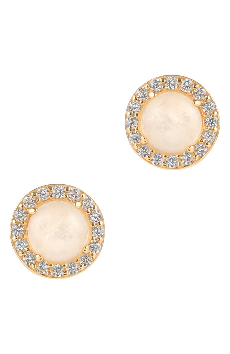 ADORNIA FINE Halo Moonstone Stud Earrings, Main, color,