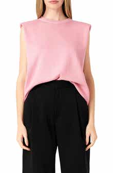 Endless Rose Glitter Power Shoulder Knit Top