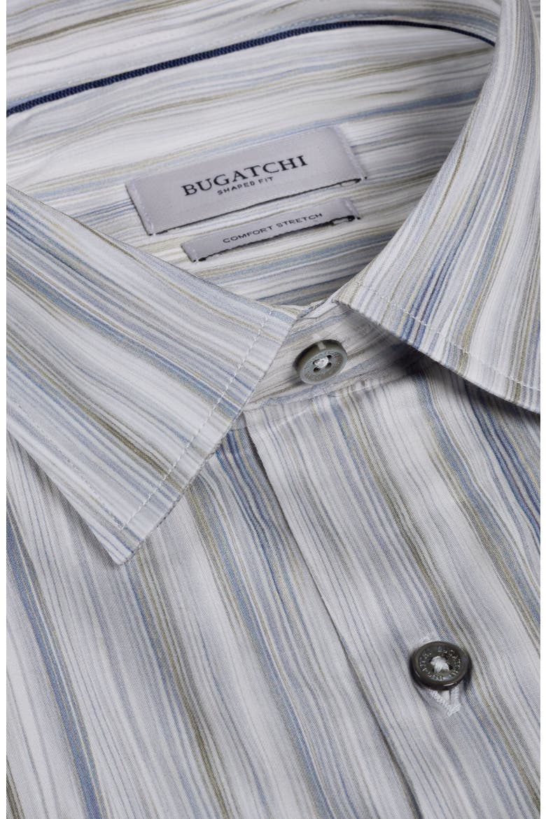 Julian Shaped Fit Brushstroke Stripe Print Stretch Cotton Button-Up Shirt, Alternate, color, SHARK
