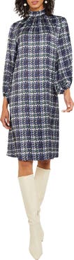 Misook Crêpe de Chine Long Sleeve Shift Dress