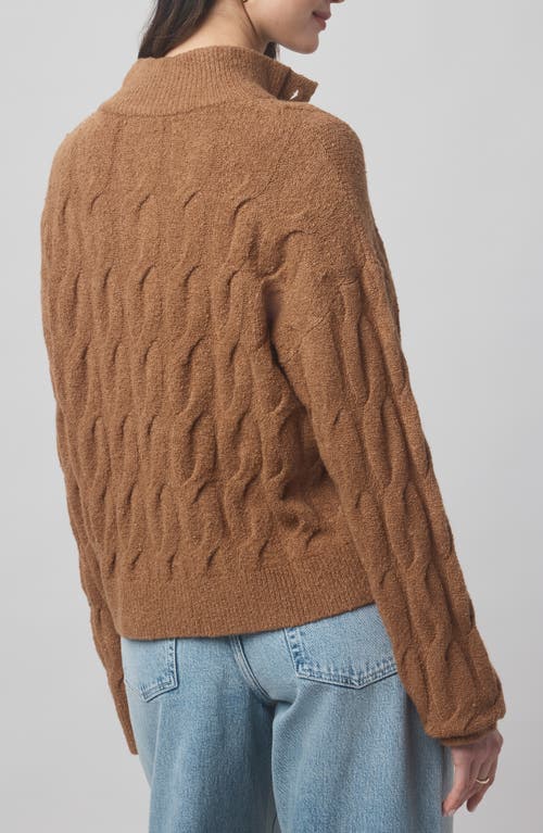 Splendid X @cellajaneblog Cable Half Placket Sweater In Brown