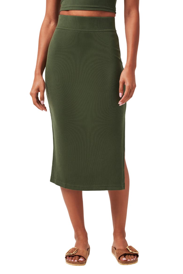 Cloud Rib Midi Skirt, Main, color, CLOVER