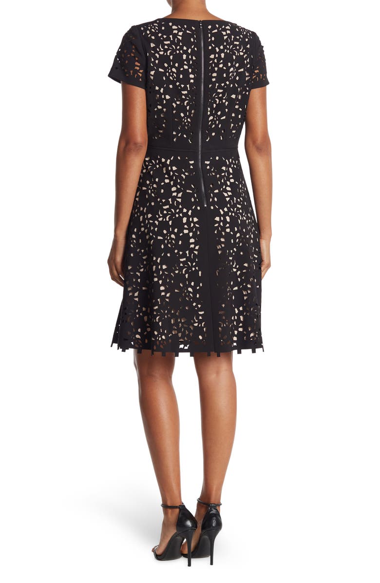 FOCUS BY SHANI Laser Cutout Short Sleeve Dress, Alternate, color,