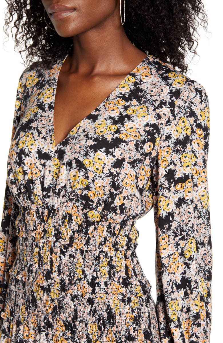 AFRM Hazel Floral Smocked Long Sleeve Midi Dress, Alternate, color,