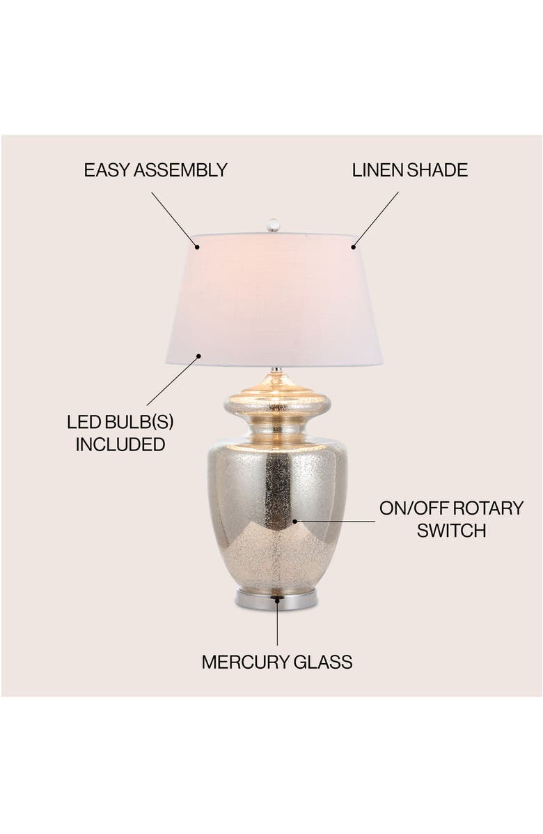 JONATHAN Y Hughes 31" Glass LED Table Lamp, Mercury Glass, Alternate, color, 