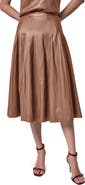 Donna Karan New York Pleated Faux Leather Midi Skirt