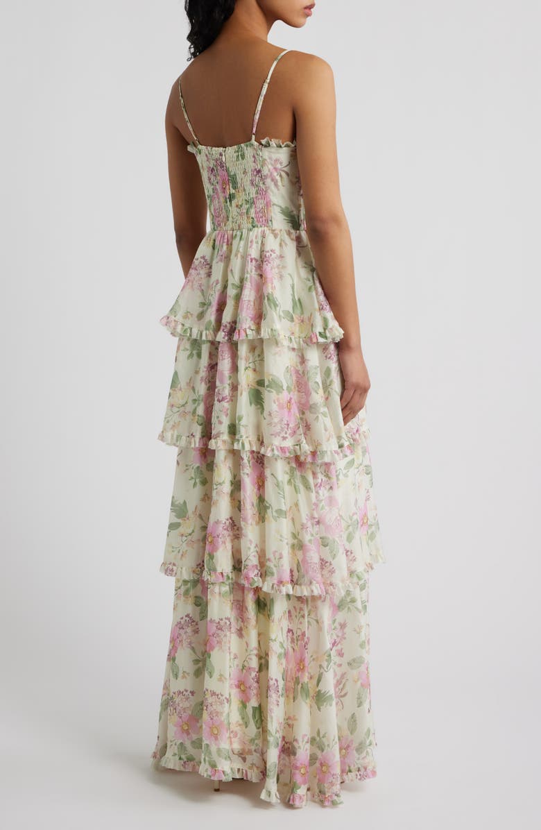 Lucy Paris Guinevere Tiered Dress, Alternate, color, Ivory Floral