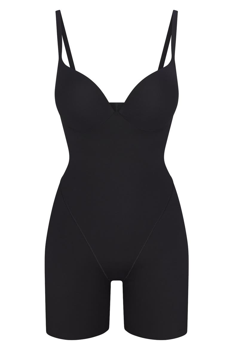 Ultimate Body Push-Up Enhancing Padded Midthigh Bodysuit, Alternate, color, ONYX