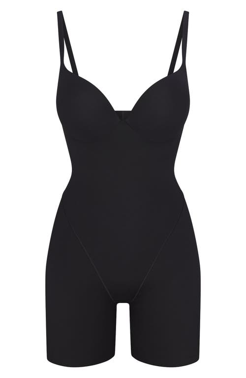 Skims Ultimate Body Push-up Enhancing Padded Midthigh Bodysuit In Onyx
