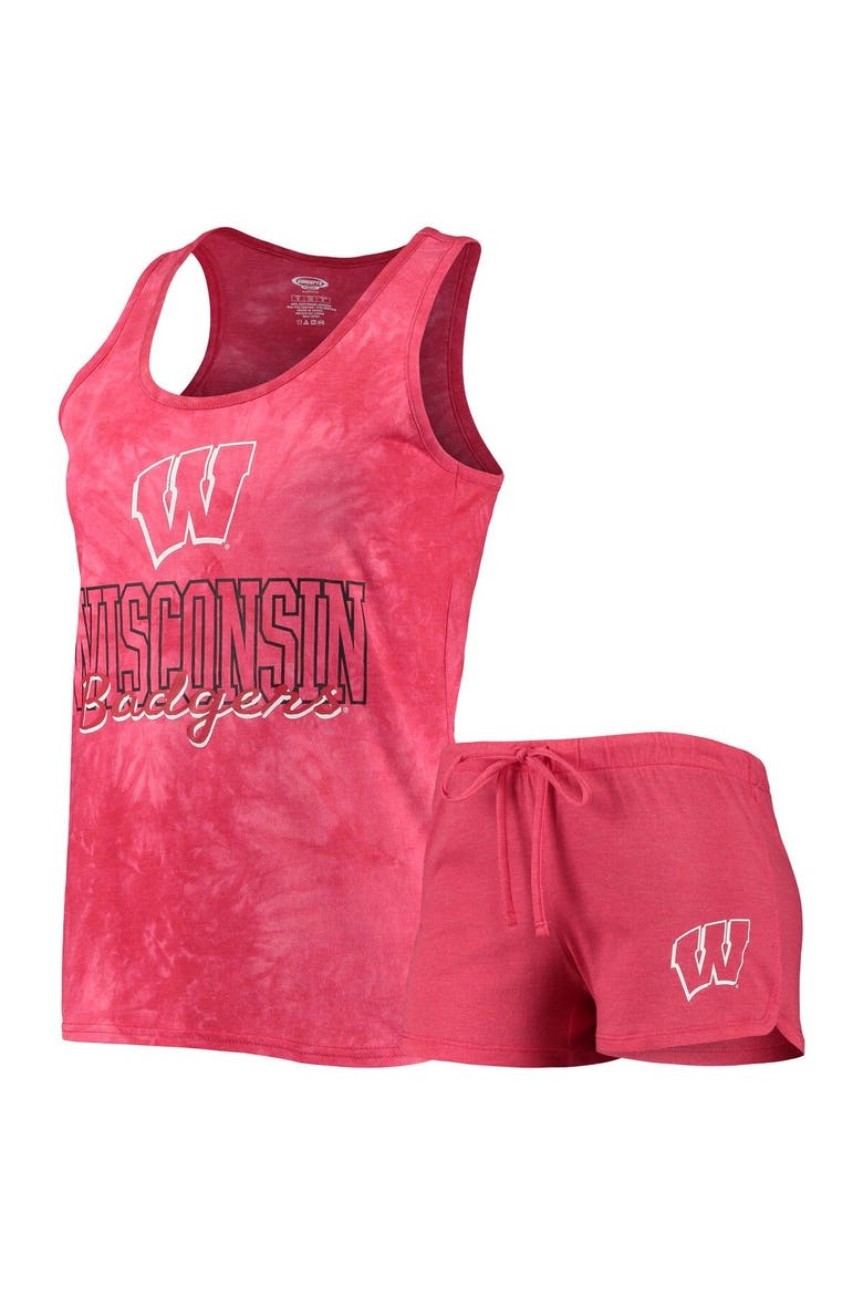Women's Concepts Sport Red Wisconsin Badgers Billboard Tie-Dye Tank Top & Shorts Set, Main, color, Red