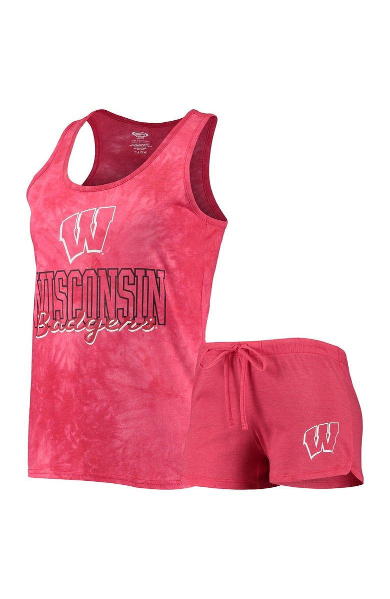 CONCEPTS SPORT Women's Concepts Sport Red Wisconsin Badgers Billboard Tie-Dye Tank Top & Shorts Set, Main, color, Red