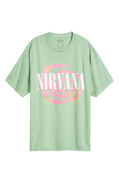 Merch Traffic Nirvana Swirl Oversize Graphic T-shirt In Green