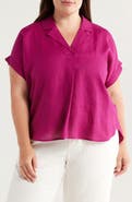 Eileen Fisher Cuffed Cap Sleeve Organic Linen Top