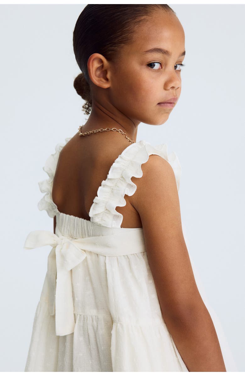 H&M Tiered Cotton Dress, Alternate, color, Cream
