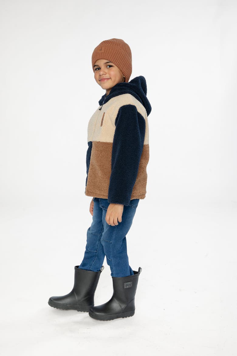Reversible Mid-Season Fleece Hooded Full Zip Jacket, Alternate, color, Dark Blue and Brown