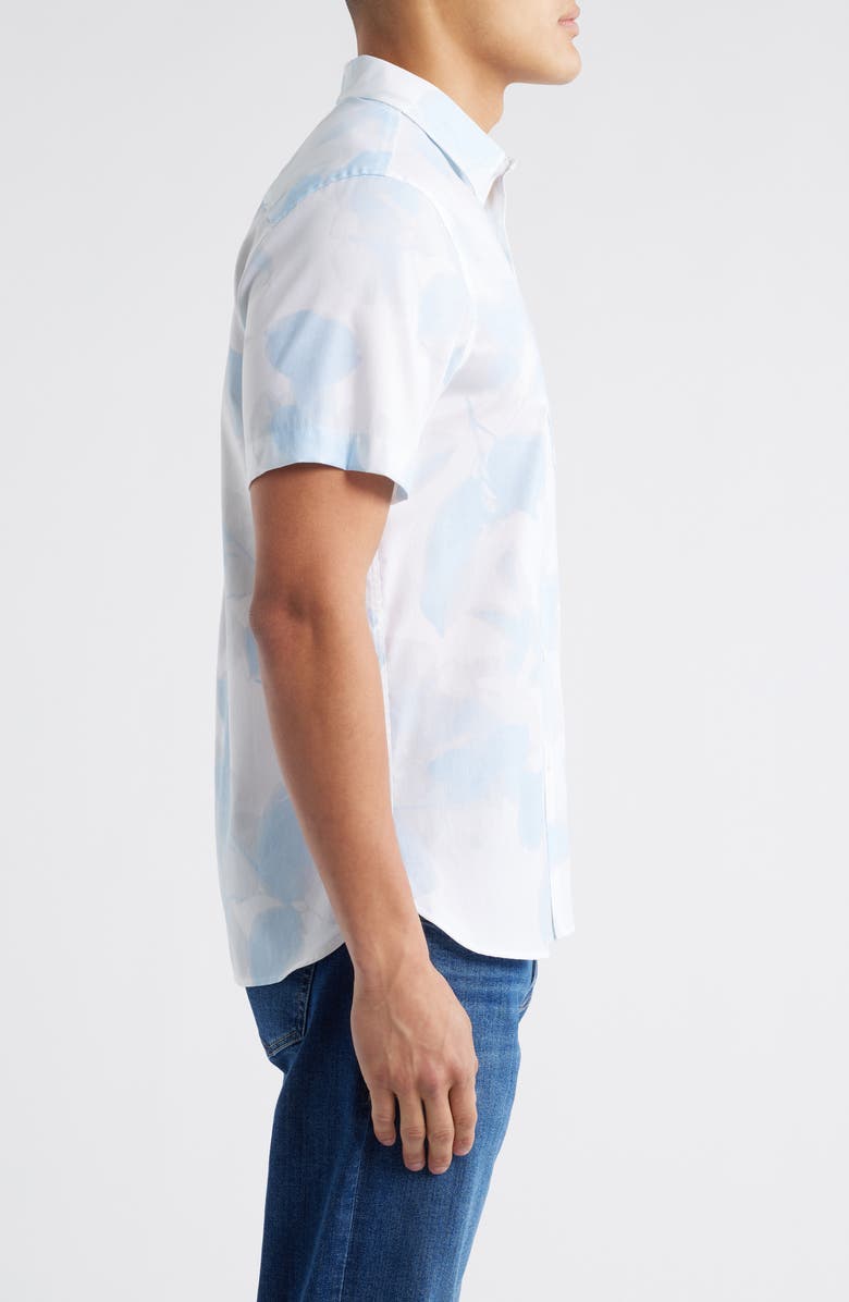 Nordstrom Botanical Print Short Sleeve Stretch Button-Up Shirt, Alternate, color, White Shadow Botanical