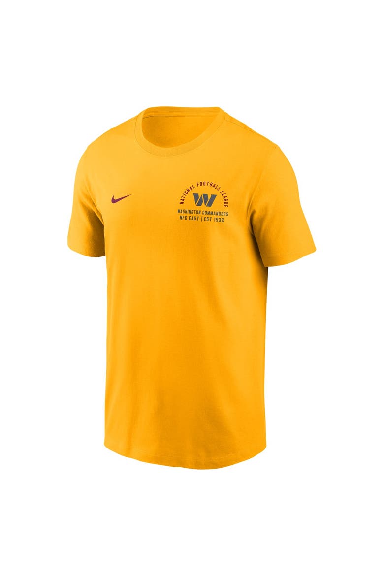 Men's Nike Gold Washington Commanders Split Logo T-Shirt, Alternate, color, Gold