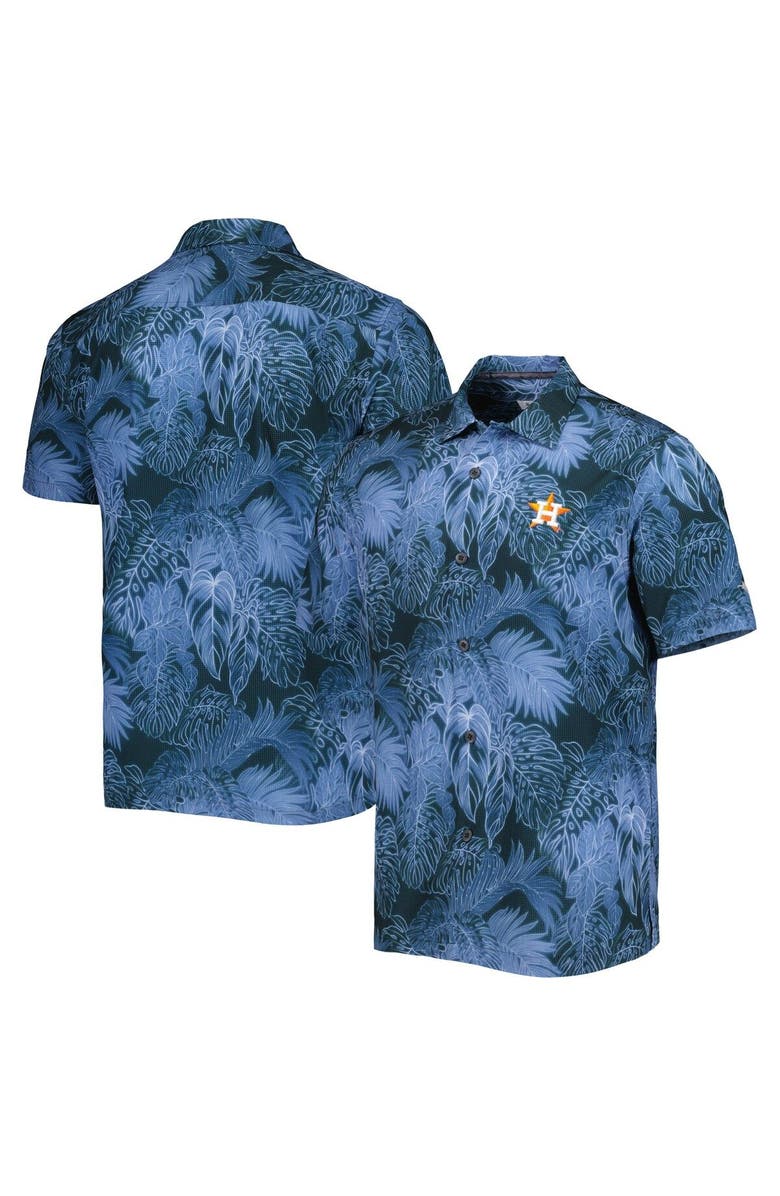 Tommy Bahama Men's Tommy Bahama Blue Houston Astros Bahama Coast Luminescent Fronds IslandZone Button-Up Camp Shirt, Main, color,