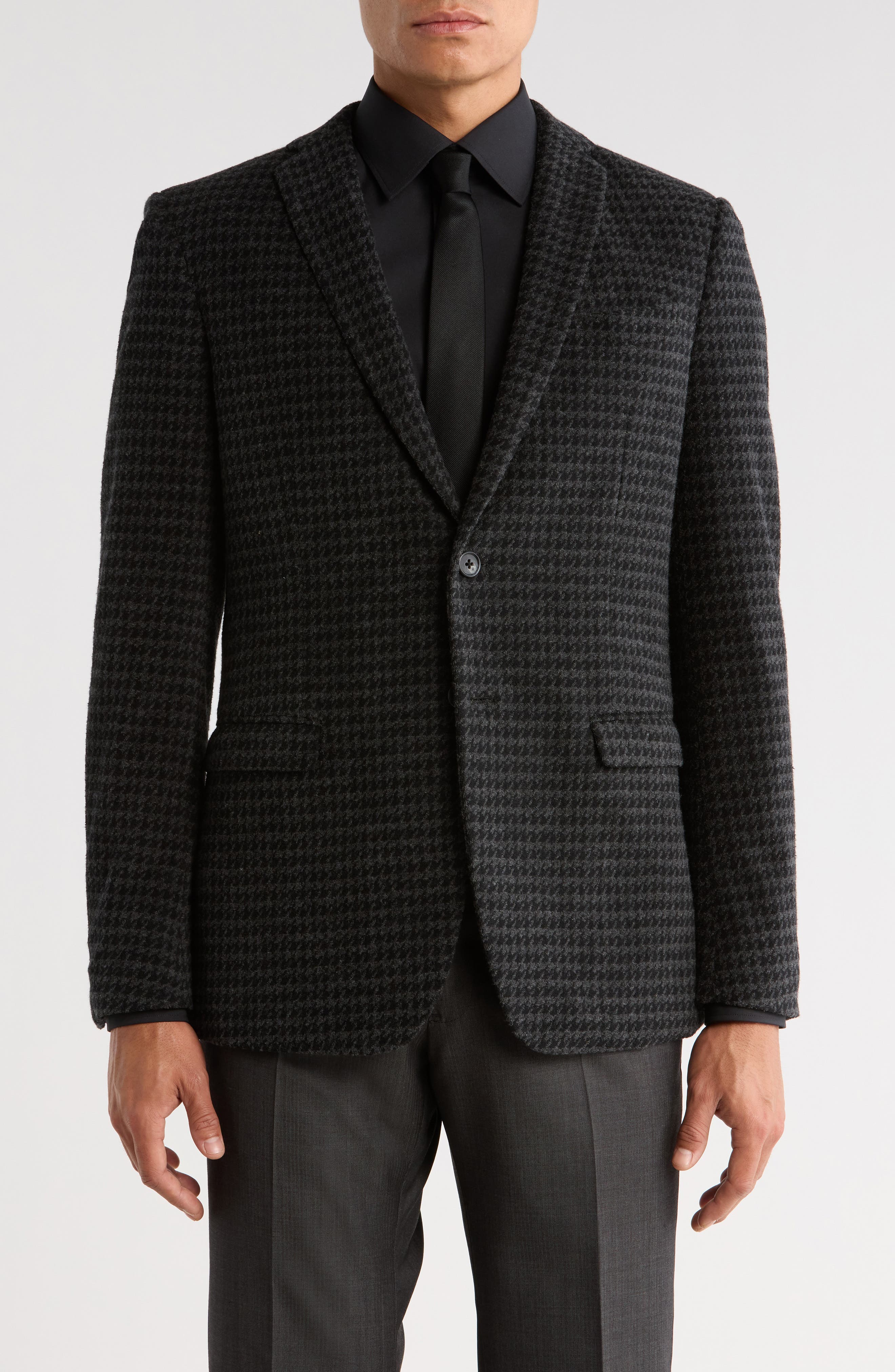 John Varvatos Star USA Houndstooth Cotton Blend Two-Button Sport Coat