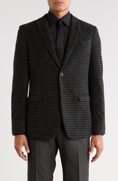 Houndstooth Cotton Blend Two-Button Sport Coat