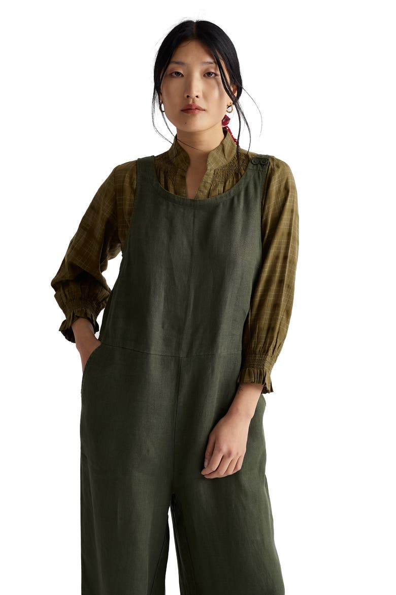 Salt Air Wide Leg Linen Jumpsuit, Alternate, color, BEECH