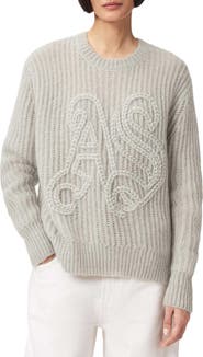 AllSaints Chain Stitch Monogram Mohair & Merino Wool Blend Sweater