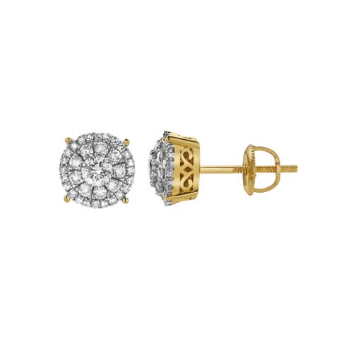 Velithra 10K Yellow Gold Cluster Diamond Unisex Earrings - 0.51 Cts