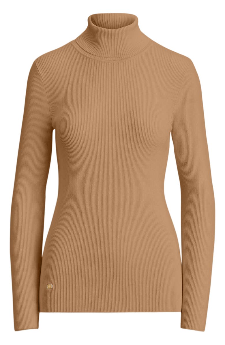 Lauren Ralph Lauren Ribbed Turtleneck Sweater, Alternate, color, Classic Camel