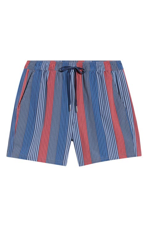 The Bungalow Stripe Water Repellent Swim Trunks