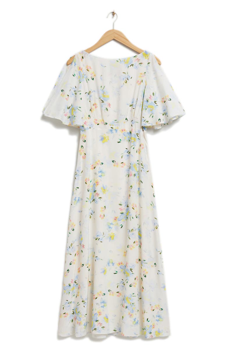 & Other Stories Floral Flutter Sleeve Dress, Alternate, color, White