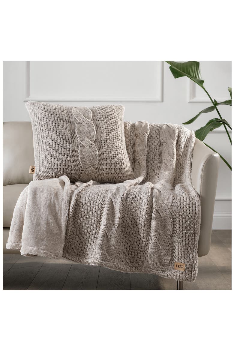 Erie Cable Knit Accent Pillow, Alternate, color, OYSTER