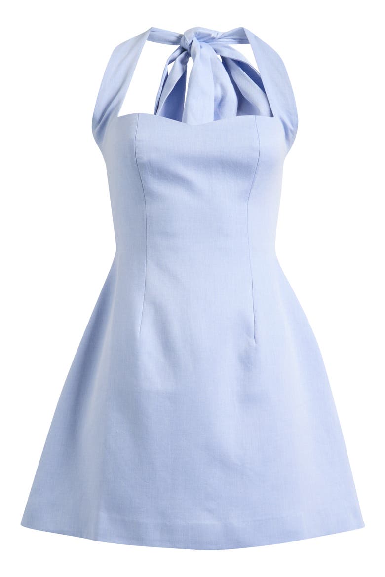 Halter Cotton Twill Minidress, Main, color, BLUE PINSTRIPE