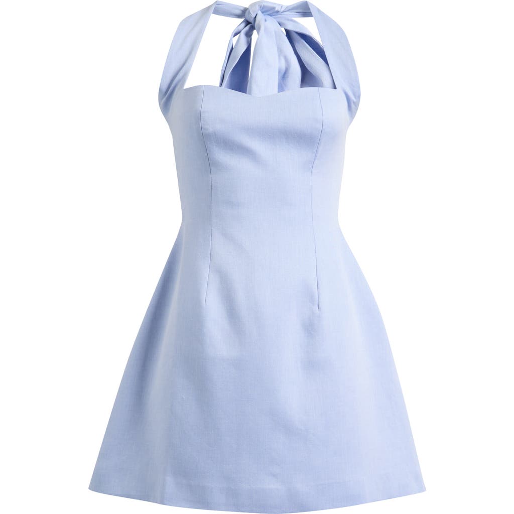 Odd Muse Halter Cotton Twill Minidress In Blue