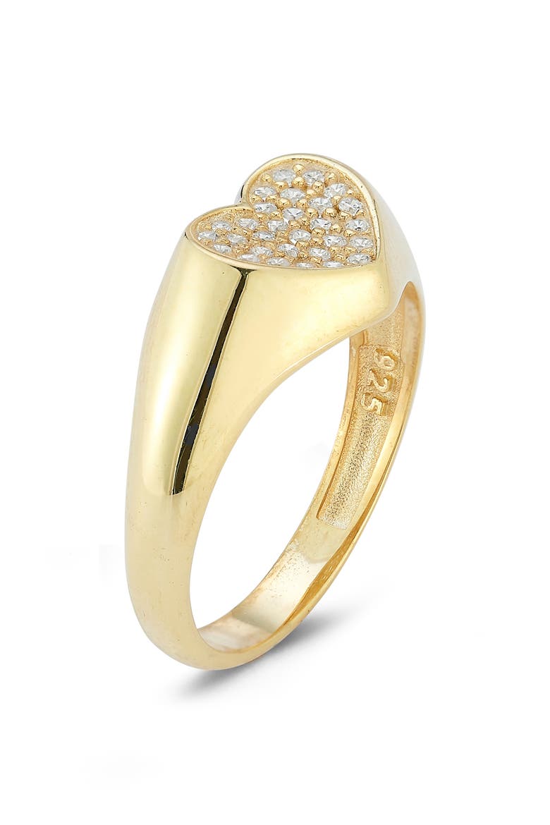 CZ Heart Signet Ring, Alternate, color, GOLD