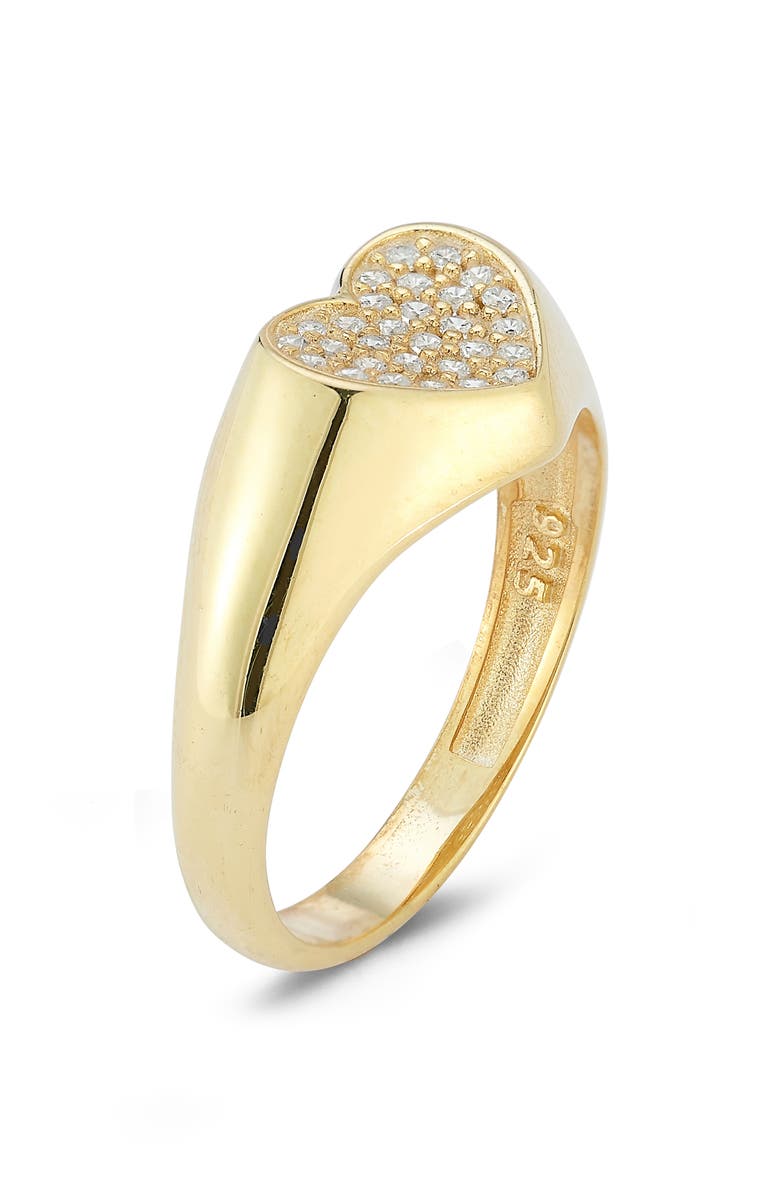 SPHERA MILANO CZ Heart Signet Ring, Alternate, color, Gold