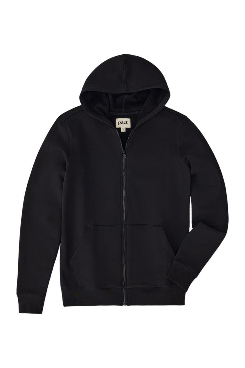 Organic Brushed Fleece Zip Hoodie, Alternate, color, Black