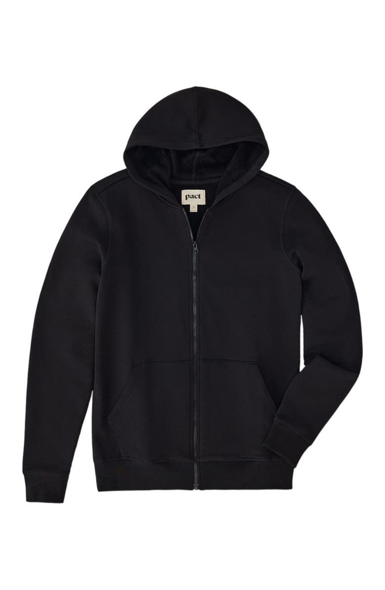 Pact Organic Brushed Fleece Zip Hoodie, Alternate, color, Black