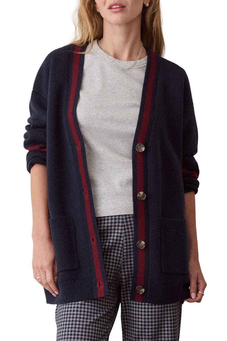 Varsity Long Cardigan, Main, color, TWILIGHT