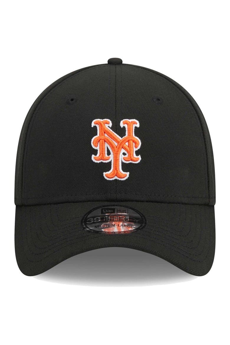 Men's New Era Black New York Mets Logo 39THIRTY Flex Hat, Alternate, color, Black