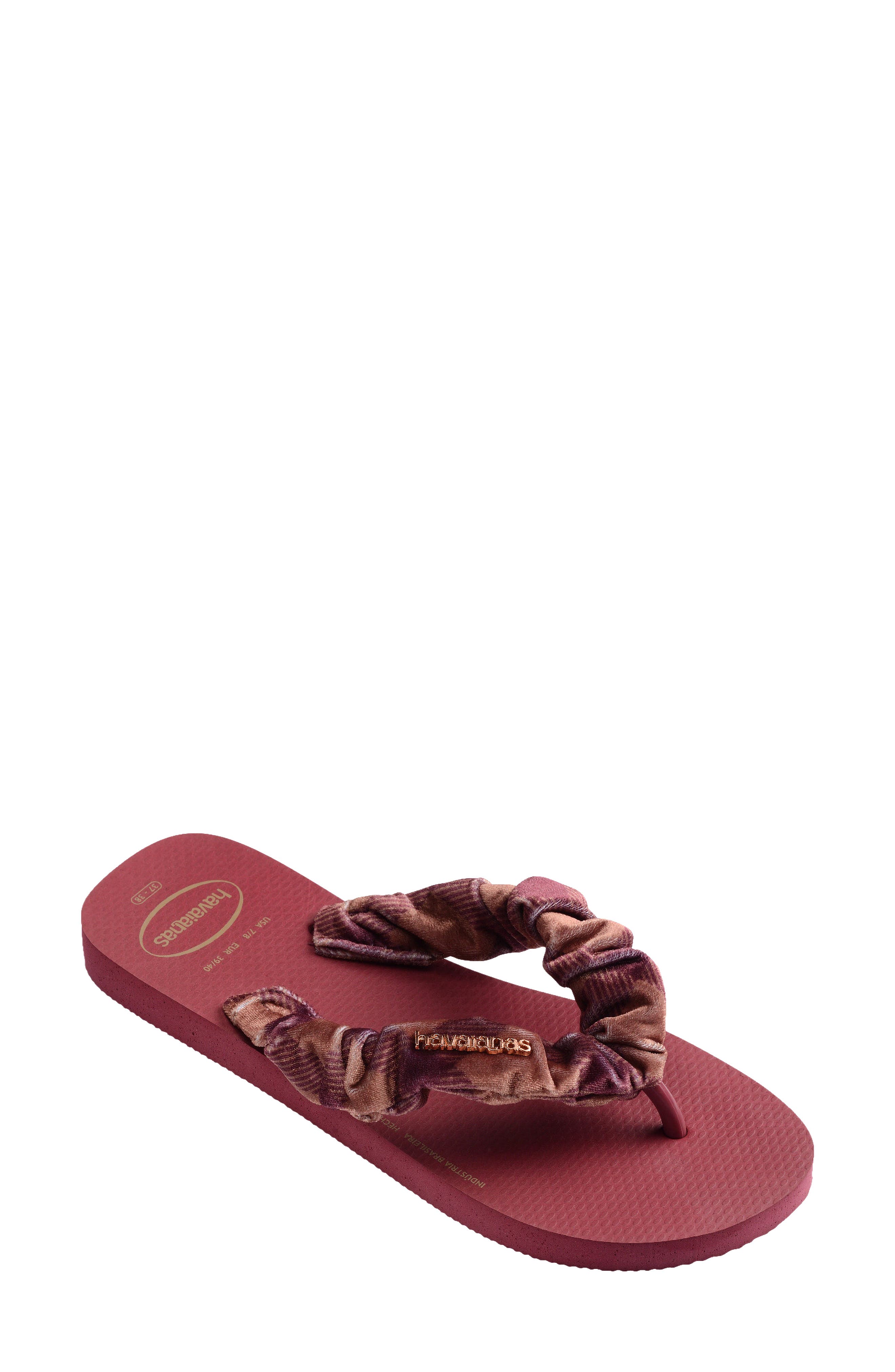 Top Scrunchie Flip Flop, Main, color, AMARANTH